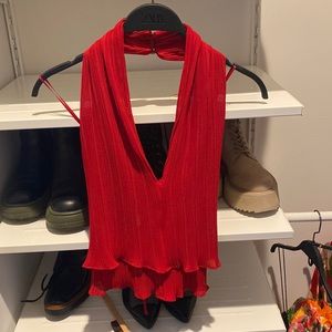 Zara red halter with open back